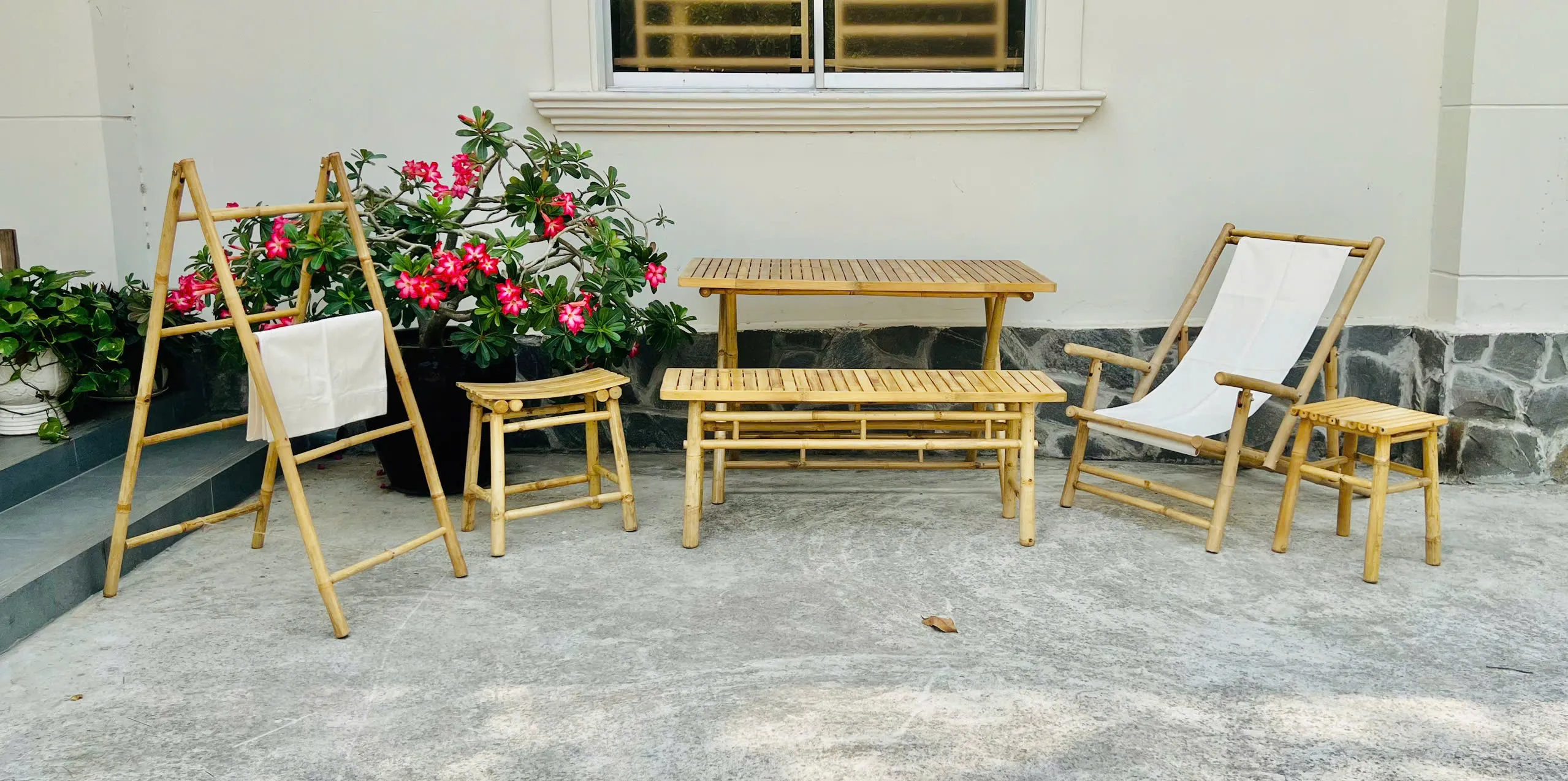 Sustainable bamboo furniture showroom featuring modern handcrafted furniture collections