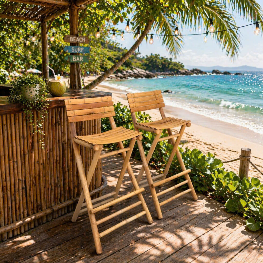 Handcrafted Bamboo Tables & Chairs with natural tropical design