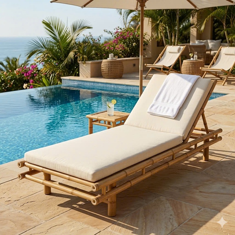 Handmade Bamboo Lounge Sofas with natural tropical resort style