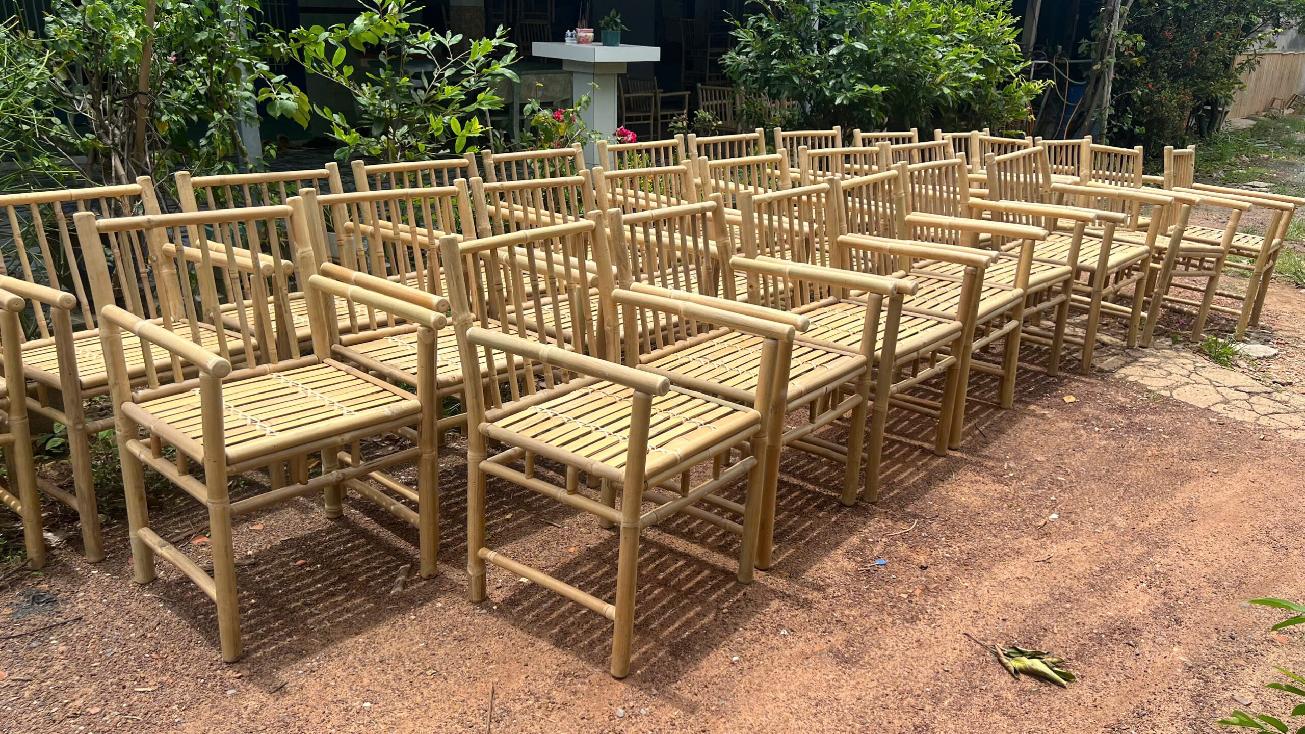 Handmade bamboo chair with durable natural bamboo frame