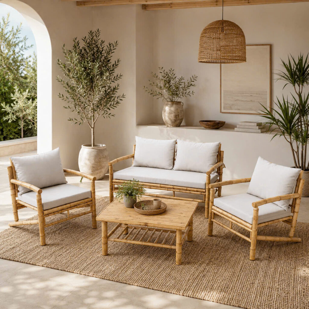 Natural bamboo dining furniture with durable craftsmanship