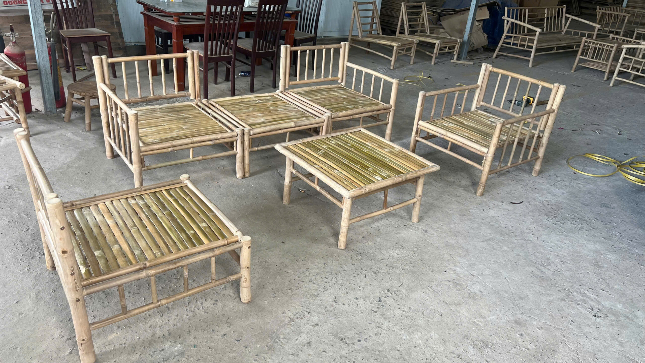 Commercial bamboo tables and chairs for restaurants