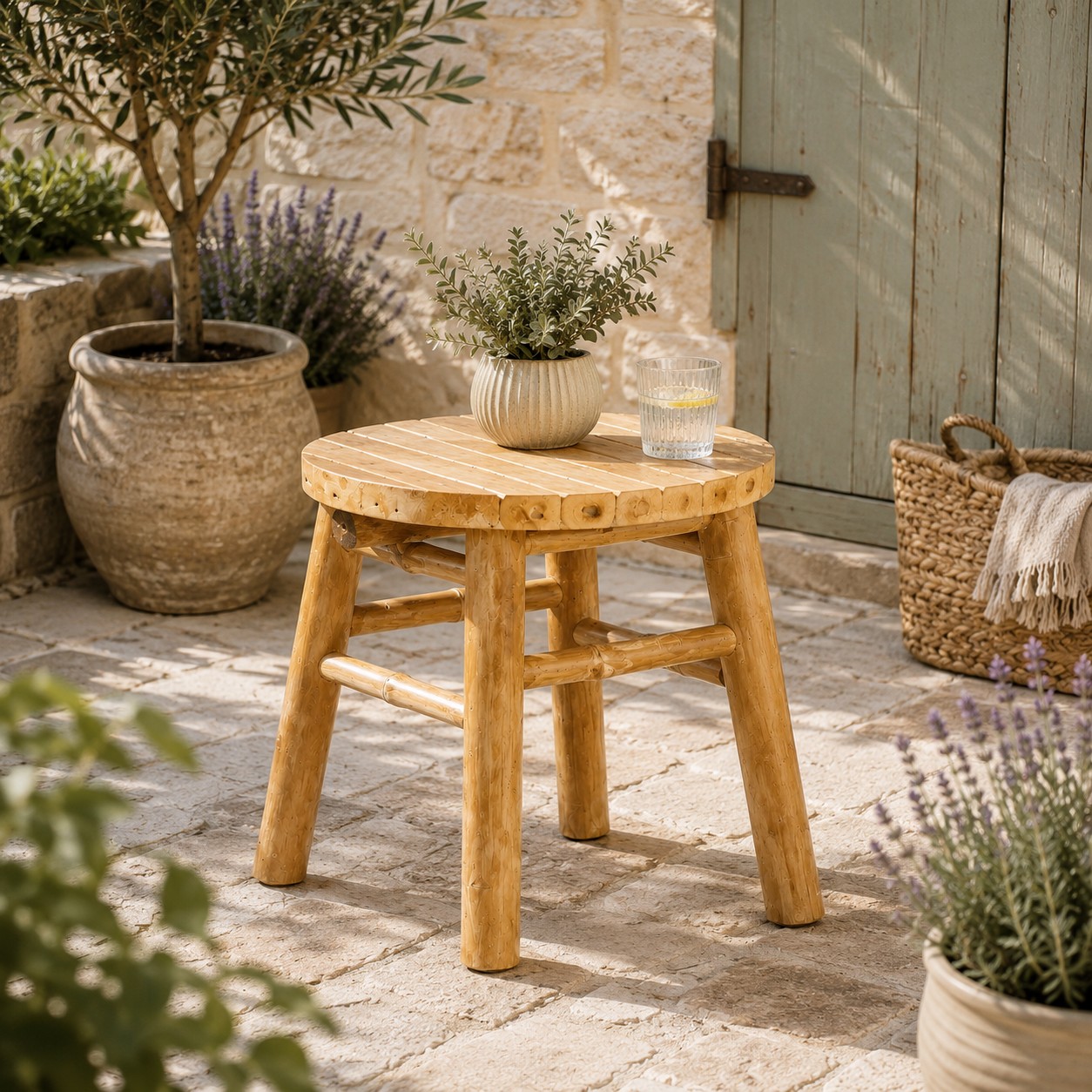 Eco-Friendly Bamboo Stool for Home and Café